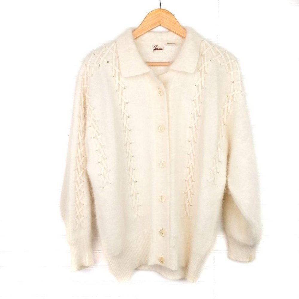 VTG Jamie Angora/Lambswool Blend Button Cardigan
